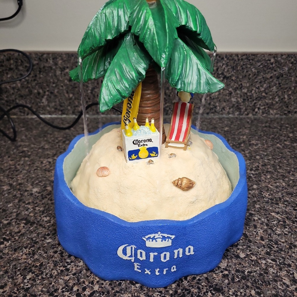 Vintage Corona Extra Hand Painted Sculpted Resin Water Fountain w/ Original Box